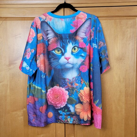 Colorful Kitten and Flowers Tee Shirt - 5XL - Picture 2 of 4
